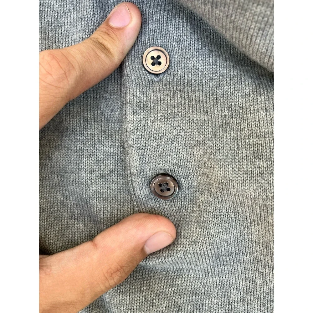 Fairway & Greene Mens L Italian Merino Wool Heather Grey 1/4 Zip Sweater Golf
